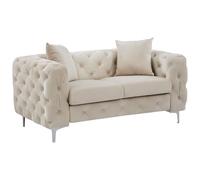 Vente-unique-Sofá de 2 plazas chéster de Terciopelo Beige Edwina