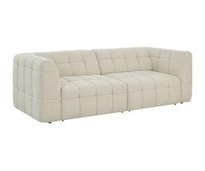 Vente-unique-Sofá de 3 plazas con Asiento Deslizante elÈctrico de Tela Beige NELOSA