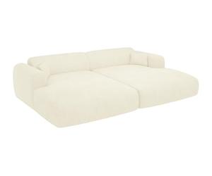 Vente-unique-Sofá de 3 plazas con Asiento Profundo y cómodo de Tela Texturizada Blanco Roto POGNI de Maison Céphy
