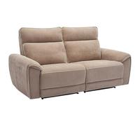 Vente-unique-Sofá de 3 plazas reclinable eléctrico de Tela Color Topo DJARALO