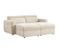 Vente-unique - Sofá de 3 plazas Relax eléctrico con asiento profundo de tela, color beige Beralda