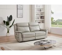 Vente-unique-Sofá de 3 plazas Relax eléctrico de Cuero Gris Claro ADELIO