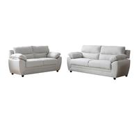 Vente-unique-Sofá de 3 plazas y 2 plazas de Tela Color Beige Manoa