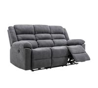 Vente-unique-Sofá de 3 plazas y sillón reclinable eléctrico de Tela Gris BUROLO