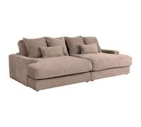 Vente-unique - Sofá de 4 plazas, confort, asiento profundo, de pana, costillas grandes, color topo Calazo