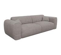Vente-unique - Sofá de 4 plazas extensible Express, de pana gris claro - Superficie de descanso 160 cm - Colchón 13 cm de espuma viscoelástica POGNIA