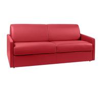 Vente-unique - Sofá de 4 plazas extensible Express, piel sintética, color rojo, con asiento de espuma viscoelástica - Superficie de descanso de 160 cm - Colchón Calife de 18 cm
