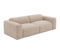 Vente-unique - Sofá de 4 plazas plegable de pana con costillas grandes, beige, Pogni de Maison Céphy