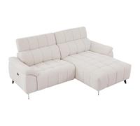 Vente-unique-Sofá de Esquina Derecho Relax eléctrico en Tela Texturizada Beige CELTIMO