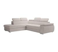 Vente-unique-Sofá de Esquina Izquierda Convertible en Terciopelo Beige Fabien