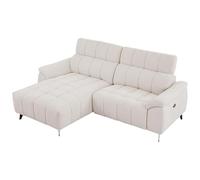 Vente-unique-Sofá de Esquina Izquierda Relax eléctrico en Tela Texturizada Beige CELTIMO