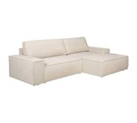 Vente-unique - Sofá esquinero Derecho Convertible de Tela Texturizada Beige Amelia