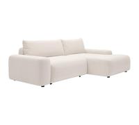 Vente-unique - Sofá esquinero Derecho Convertible de Tela Texturizada Color Crema DAVISO