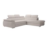 Vente-unique-Sofá esquinero Derecho Convertible en Terciopelo de Costillas Beige Fabien