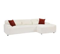 Vente-unique - Sofá esquinero derecho de chenilla beige Ovilio