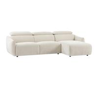 Vente-unique - Sofá esquinero derecho de chenilla beige Taziza