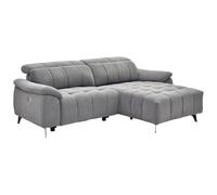 Vente-unique-Sofá esquinero Derecho Relax eléctrico de Tela Texturizada Gris CELTIMO