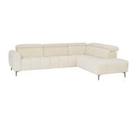 Vente-unique - Sofá esquinero derecho Relax eléctrico en tejido texturizado Beige Caldoria