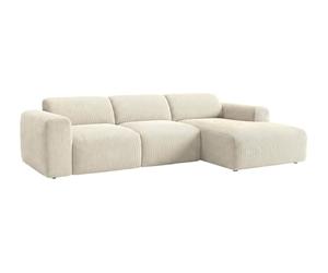 Vente-unique - Sofá esquinero grande a la derecha con asiento eléctrico deslizante de pana beige, Pogni de Maison Céphy