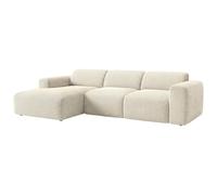 Vente-unique - Sofá esquinero grande a la izquierda con asiento eléctrico deslizante de pana beige, Pogni de Maison Céphy