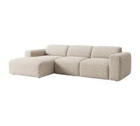 Vente-unique - Sofá esquinero grande a la izquierda con asiento eléctrico deslizante de tela, beige POGNI de Maison Céphy