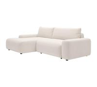 Vente-unique-Sofá esquinero Izquierdo Convertible de Tela Texturizada Color Crema DAVISO