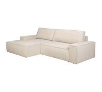 Vente-unique-Sofá esquinero Izquierdo Convertible en Textura de Tela Beige Amelia