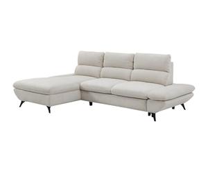 Vente-unique - Sofá esquinero izquierdo, extensible, respaldo hacia adelante - marcha atrás en pana, beige Liori