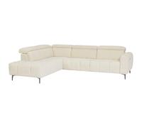 Vente-unique - Sofá esquinero izquierdo Relax eléctrico en tejido texturizado, Beige Caldoria