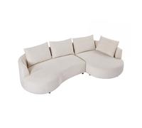 Vente-unique - Sofá esquinero Lousado a la derecha en terciopelo texturizado beige