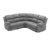 Vente-unique-Sofá esquinero reclinable de Tela Gris Claro RIETI