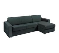 Vente-unique - Sofá esquinero reversible extensible express de tela verde abeto 160 cm colchón 18 cm Calito