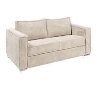 Vente-unique - Sofá extensible de 3 plazas Express, Cord, color beige, con asiento de espuma viscoelástica - Superficie de descanso de 140 cm - Colchón Loreto de 14 cm