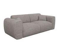 Vente-unique - Sofá extensible de 3 plazas Express, de pana gris claro - Superficie de descanso 140 cm - Colchón 13 cm de espuma viscoelástica POGNIA