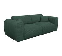 Vente-unique - Sofá extensible de 3 plazas Express, de pana verde abeto, superficie de descanso de 140 cm, colchón de 13 cm, espuma viscoelástica Pognia