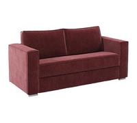 Vente-unique - Sofá extensible de 3 plazas Express en tela de chenilla, color burdeos, superficie de descanso de 140 cm, colchón de 22 cm, con espuma viscoelástica Loreto