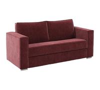 Vente-unique - Sofá extensible de 3 plazas Express en tela de chenilla, color burdeos, superficie de descanso de 140 cm, colchón de 18 cm, Loreto