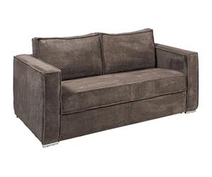Vente-unique - Sofá extensible de 4 plazas Express, de pana marrón, con asiento de espuma viscoelástica - Superficie de descanso de 160 cm - Colchón de 22 cm de espuma viscoelástica Loreto