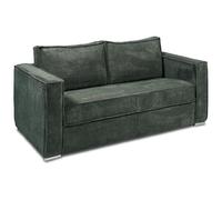 Vente-unique - Sofá extensible de 4 plazas Express, de pana verde abeto, con asiento de espuma viscoelástica - Superficie de descanso de 160 cm - Colchón 18 cm Loreto