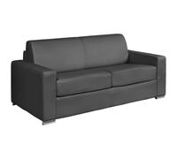 Vente-unique - Sofá extensible de 4 plazas Express de piel de búfalo gris - Superficie de descanso con listones anchos, 160 cm - Colchón 18 cm Calito