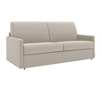 Vente-unique - Sofá extensible de 4 plazas Express, de tela, color beige, con asiento de espuma viscoelástica - Superficie de descanso con listones anchos de 160 cm - Colchón Calife de 14 cm