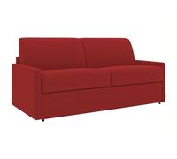 Vente-unique - Sofá extensible de 4 plazas Express, tejido rojo, con asiento de espuma viscoelástica, superficie de descanso de 160 cm, colchón de 22 cm, forma de memoria Calife