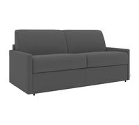 Vente-unique - Sofá extensible Express, de 4 plazas, tejido gris, con asiento de espuma viscoelástica - Superficie de descanso de 160 cm - Colchón de 22 cm de espuma viscoelástica Calife