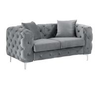 Vente-unique - Sofá Fijo 2 plazas Edwina - Terciopelo - Gris Antracita