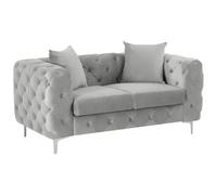 Vente-unique - Sofá Fijo 2 plazas Edwina - Terciopelo - Gris Claro