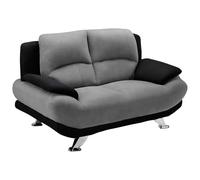 Vente-unique - Sofá Fijo 2 plazas Musko - Microfibra - Negro, Gris