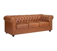 Vente-unique - Sofá Fijo 3 plazas Chesterfield - Piel - Camel