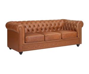 Vente-unique - Sofá Fijo 3 plazas Chesterfield - Piel - Camel