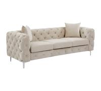 Vente-unique - Sofá Fijo 3 plazas Edwina - Terciopelo - Beige
