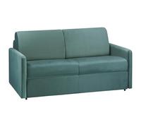 Vente-unique - Sofá plegable de 2 plazas Express, terciopelo verde esmeralda, con asiento de espuma viscoelástica - Superficie de descanso de 120 cm - Colchón de 22 cm de espuma viscoelástica Calife